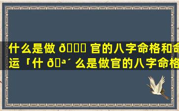 什么是做 🕊 官的八字命格和命运「什 🪴 么是做官的八字命格和命运关系」